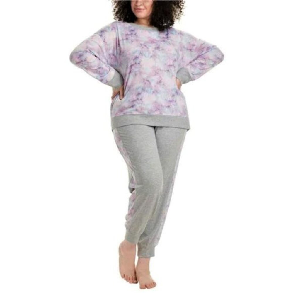 Splendid Women's Soft PJ Print 2-Piece Sllepwear Lounge (Floral Violet, 3X)